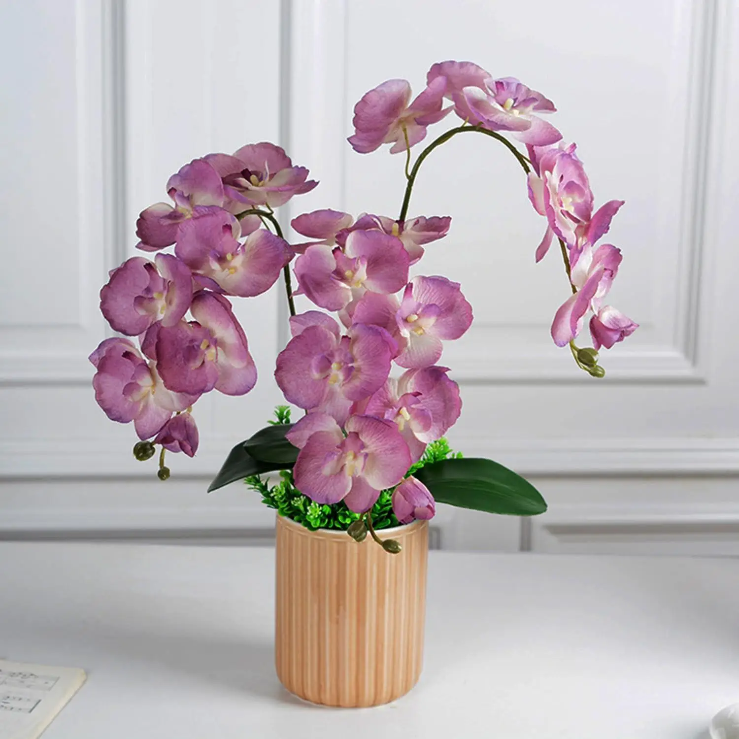 70cm Artificial Orchid Phalaenopsis Fake Flowers Plants 8Heads Fake Phalaenopsis Simulation Flower Home Decor Arrangement Flower