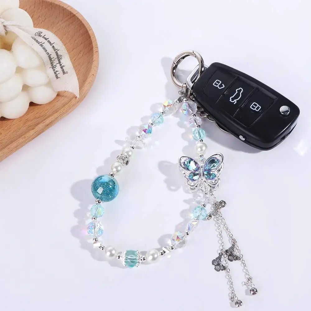

Tassel Butterfly Phone Chain Short Beaded Mobile Phone Lanyard Bag Charms Anti-lost Girls Phone Pendant Christmas Gifts