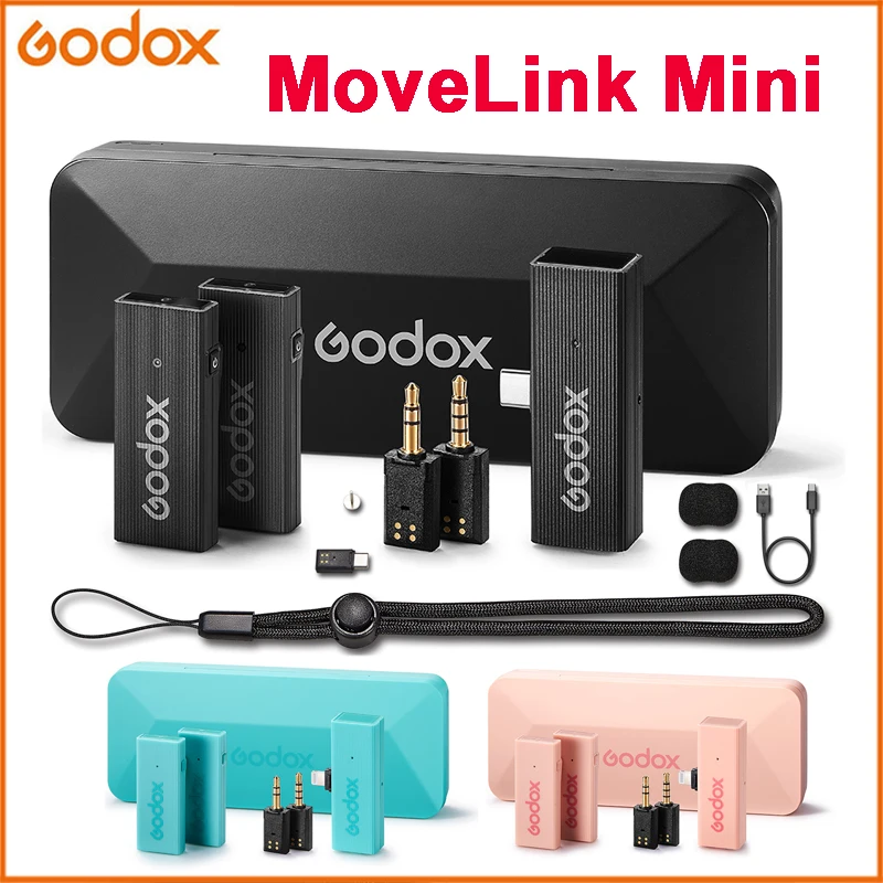 

Godox MoveLink Mini Microphone Transmitter Receiver Wireless Lavalier Mic LT UC 1 2 Kit for iPhone Android DSLR vs Comica BoomX