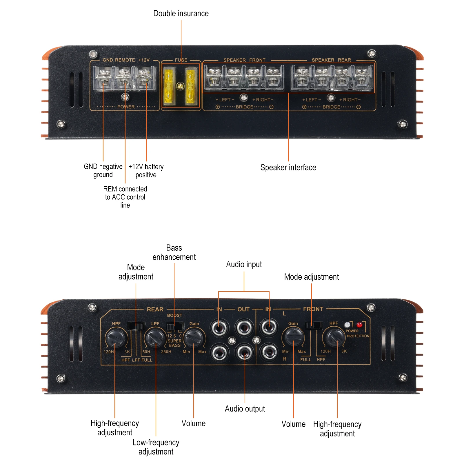 12 V Car Audio Wudi Audio Systems 4 Channel Car Amplifier 4x100W 4-16 Ohm Stable Audio Power Amplifier Premium Aluminum Alloy