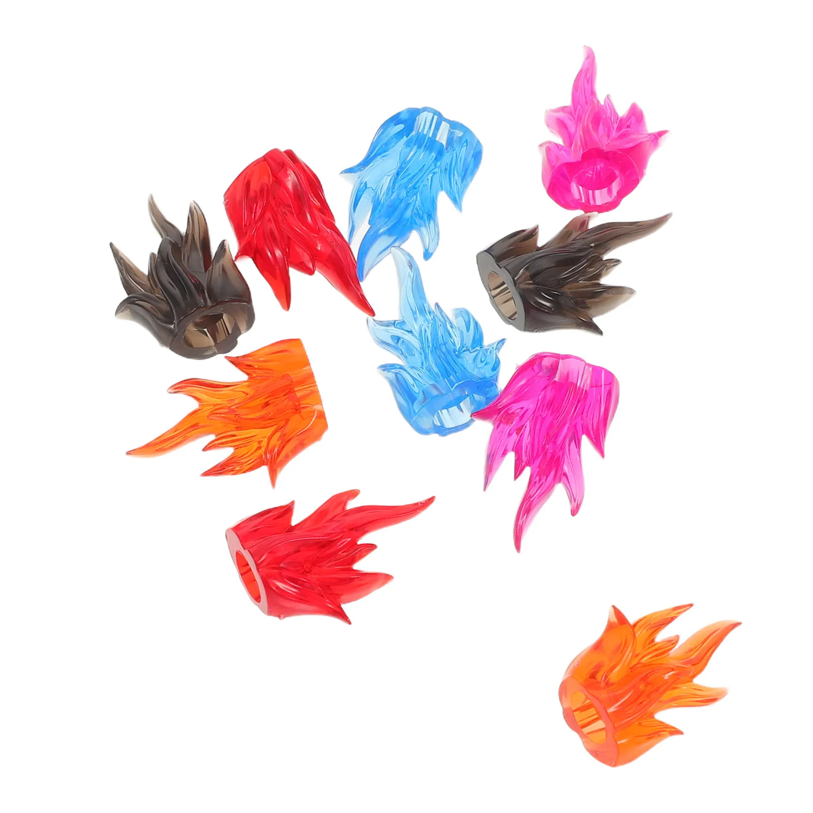 

10 шт. пластиковых миниатюрных аксессуаров с эффектом пламени для DIY-декора микроландшафтов, креативные образовательные детали для создания сцен с огнем, совместимые