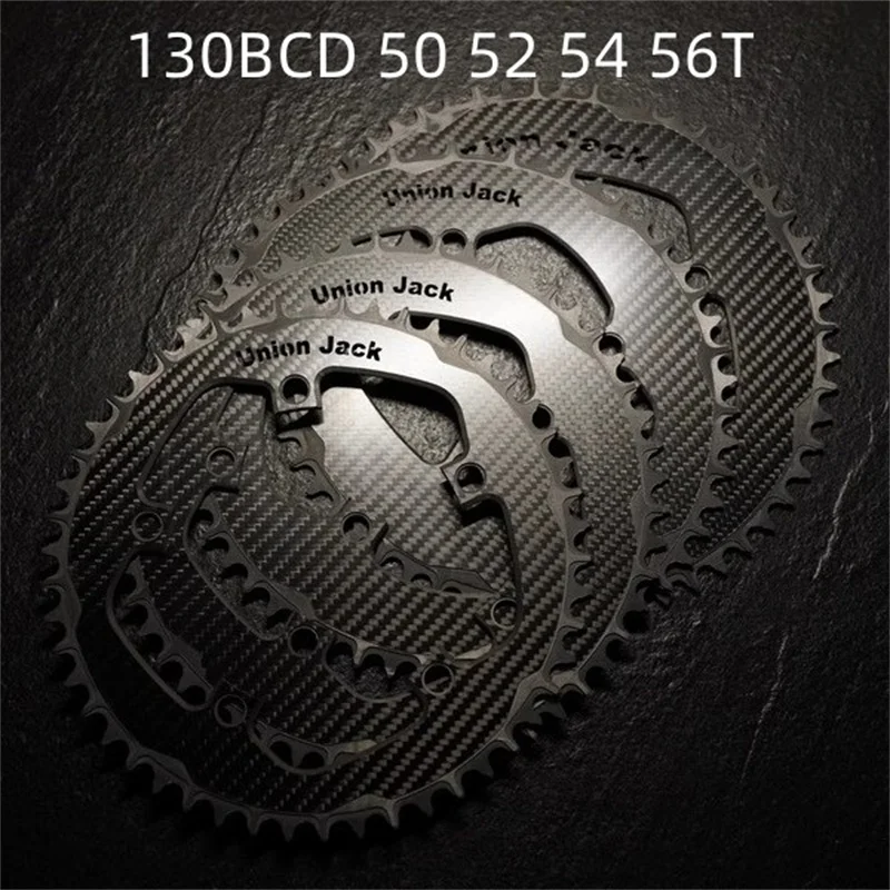 Unionjack Road bike chainring carbon 48T 50T 52T 54T 56T 58T 130BCD chainwheel for brompton birdy for dahon carbon chain wheel