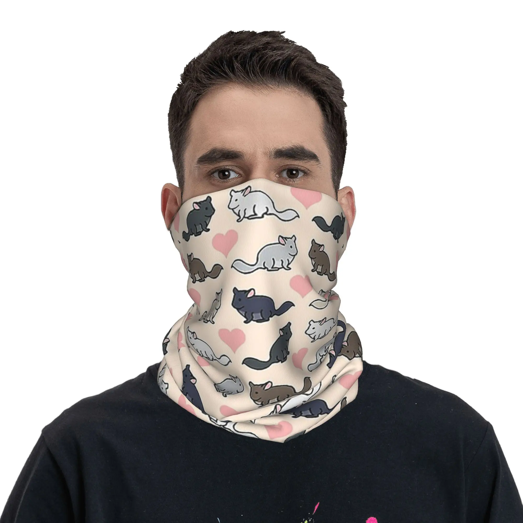 

Chinchilla love Bandana Neck Cover Printed Mask Scarf Headband Running for Men Women Adult Winter