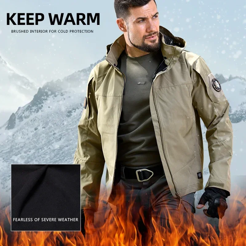 

HAN WILD Winter Tactical Fleece Jackets Men Combat Softshell Jacket Windproof Windbreaker Thermal Hiking Coat Climbing Clothes