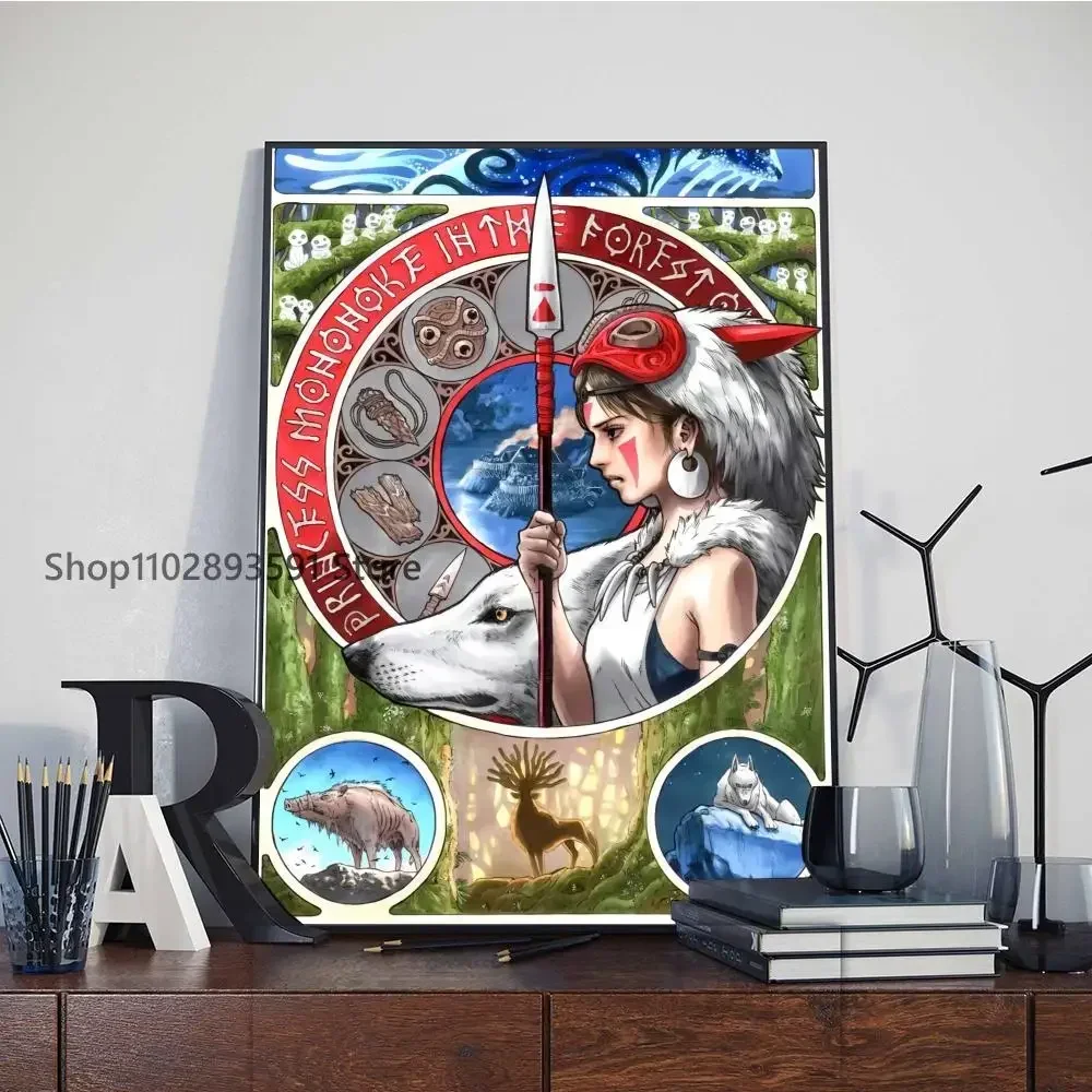 طباعة ورقية للأميرة مونونوكي الأميرة ، ملصق أنيمي كلاسيكي ، تزيين الرسم الفني ، مناسب للمنزل ، غرفة النوم ، المدخل ، المقهى ، البار الياباني ، 1