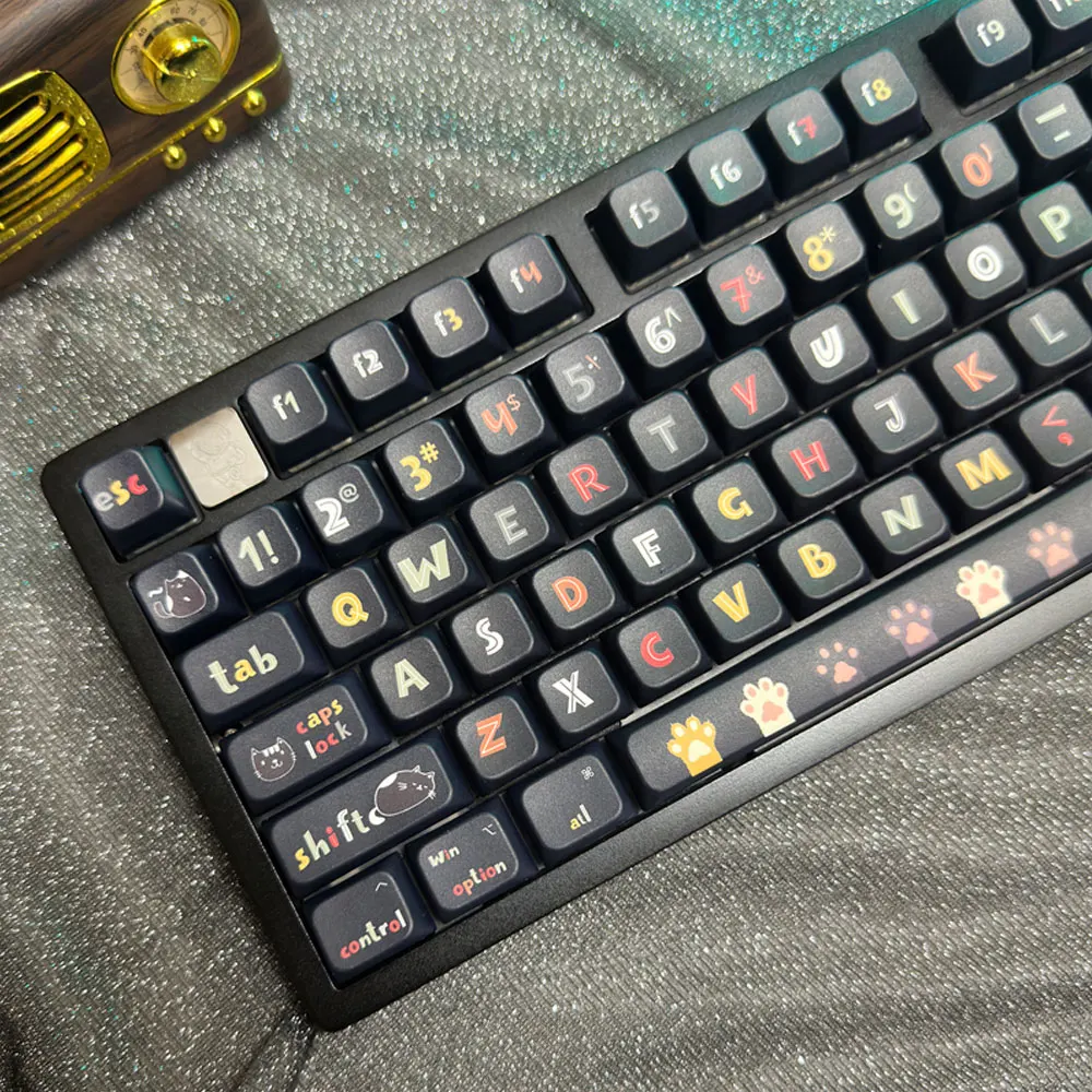 

Blackboard Cat Theme Full Set Keycaps MDA Height PBT Thermal Sublimation For 61 64 68 75 84 87 98 104 108 Mechanical Keyboard