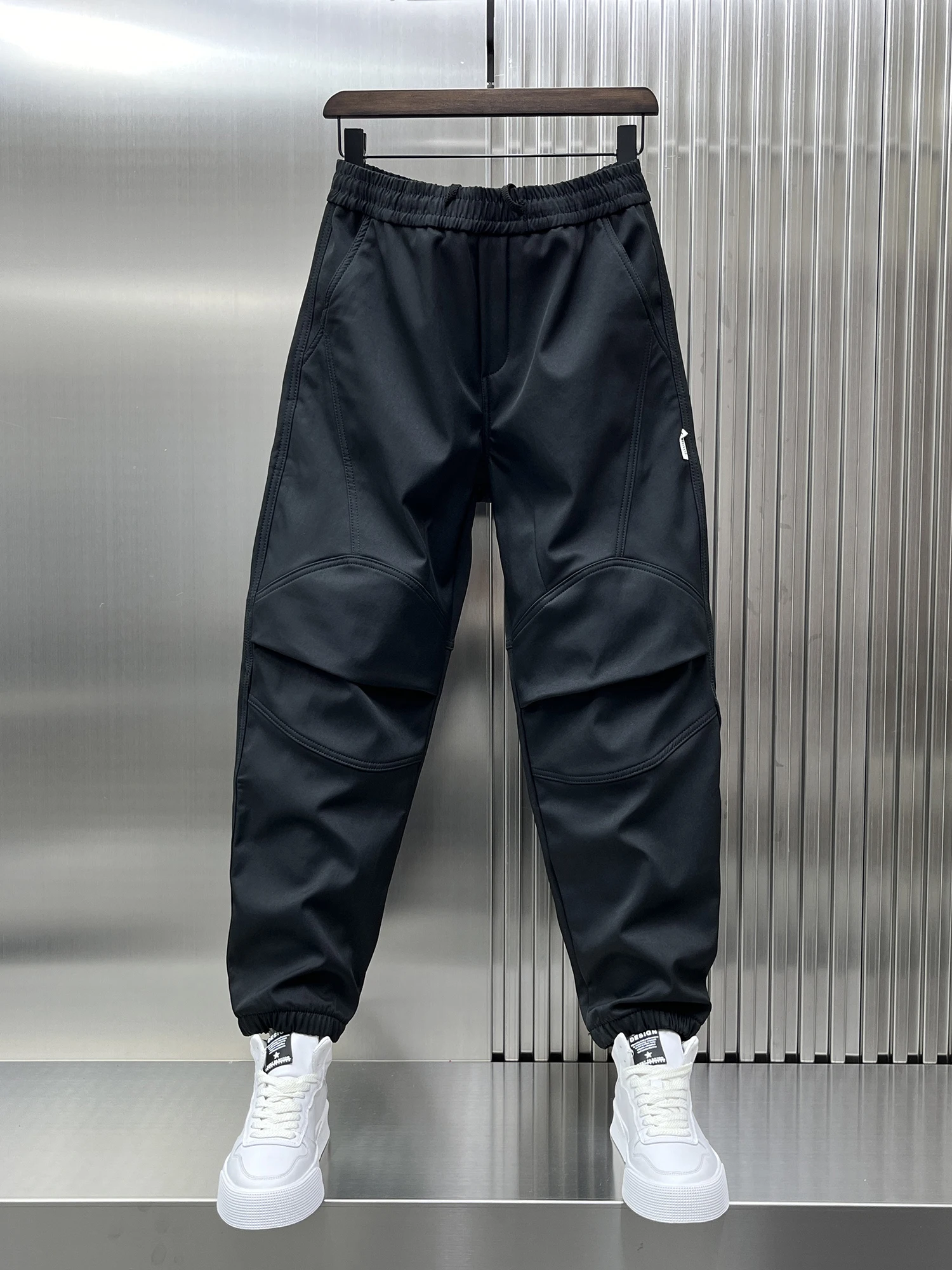 

Мужские утепленные брюки свободного кроя на флисовой подкладке, осенне-зимние модные спортивные брюки в американском стиле с карманами