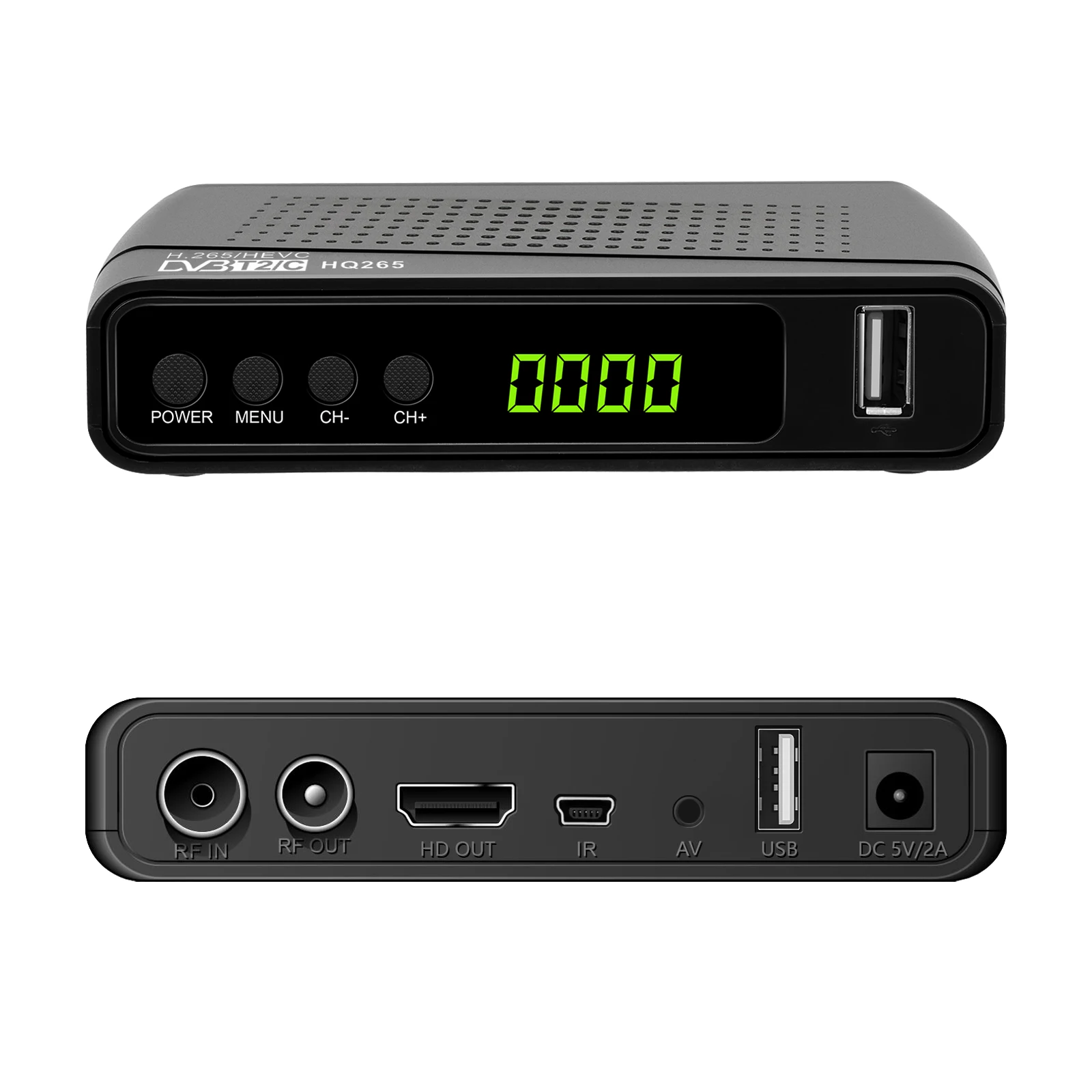 HQ265 DVB-T2 H.265 Satellite TV Receiver 1080P DVB-T2 PVR TV Tuner Full HD 1080P Free To Air Receiver for Europe Spain France