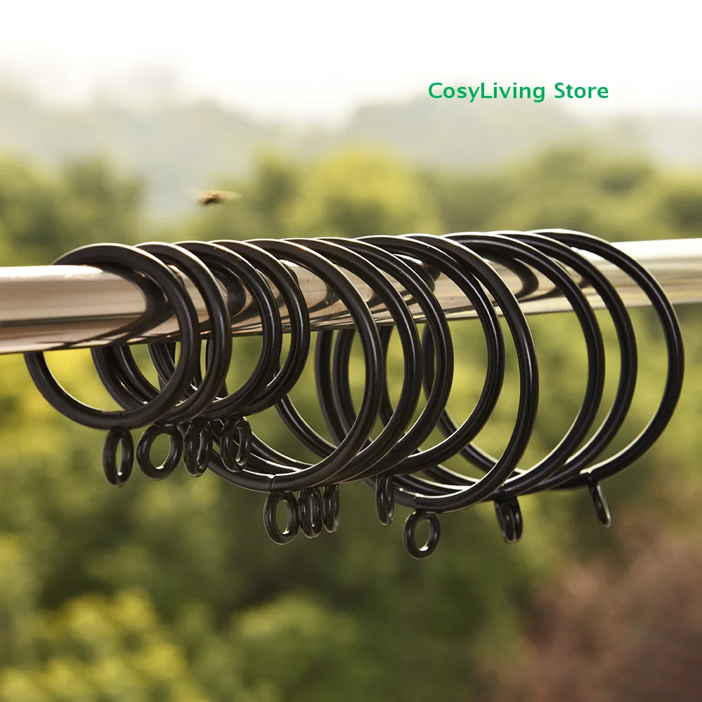 10Pcs Black Metal Curtain Rings Hanging Rings For Curtains And Rods 5 Sizes