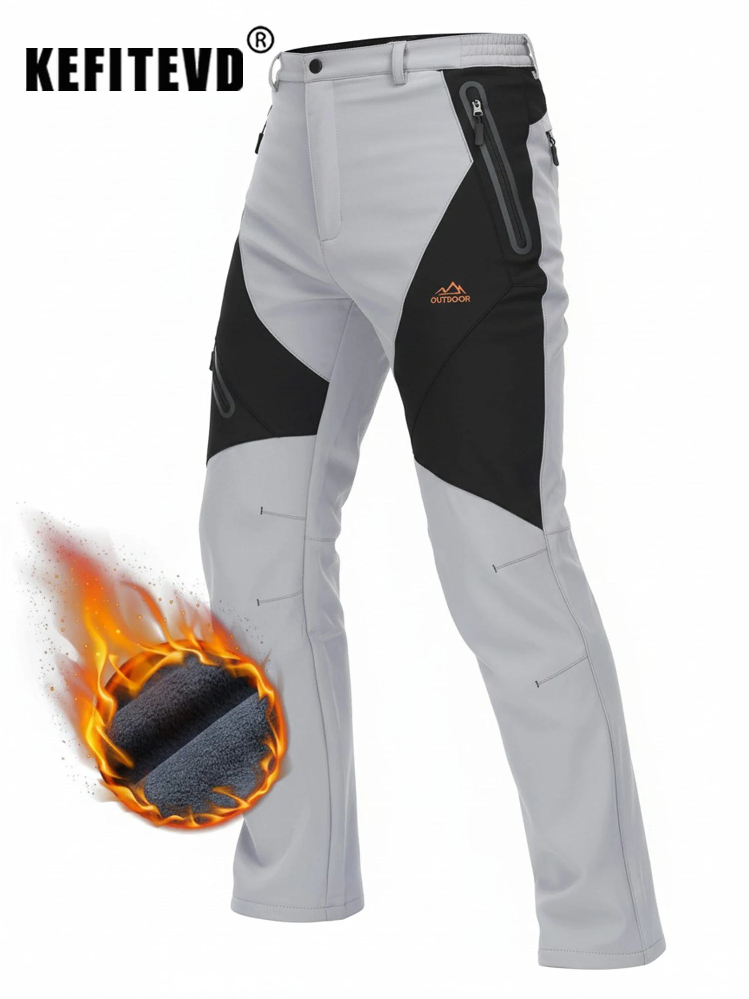 KEFITEVD, pantalones cálidos de invierno para esquiar en la nieve para hombre, pantalones impermeables a prueba de viento para caza y senderismo, pantalones de lana para exteriores, pantalones de concha suave