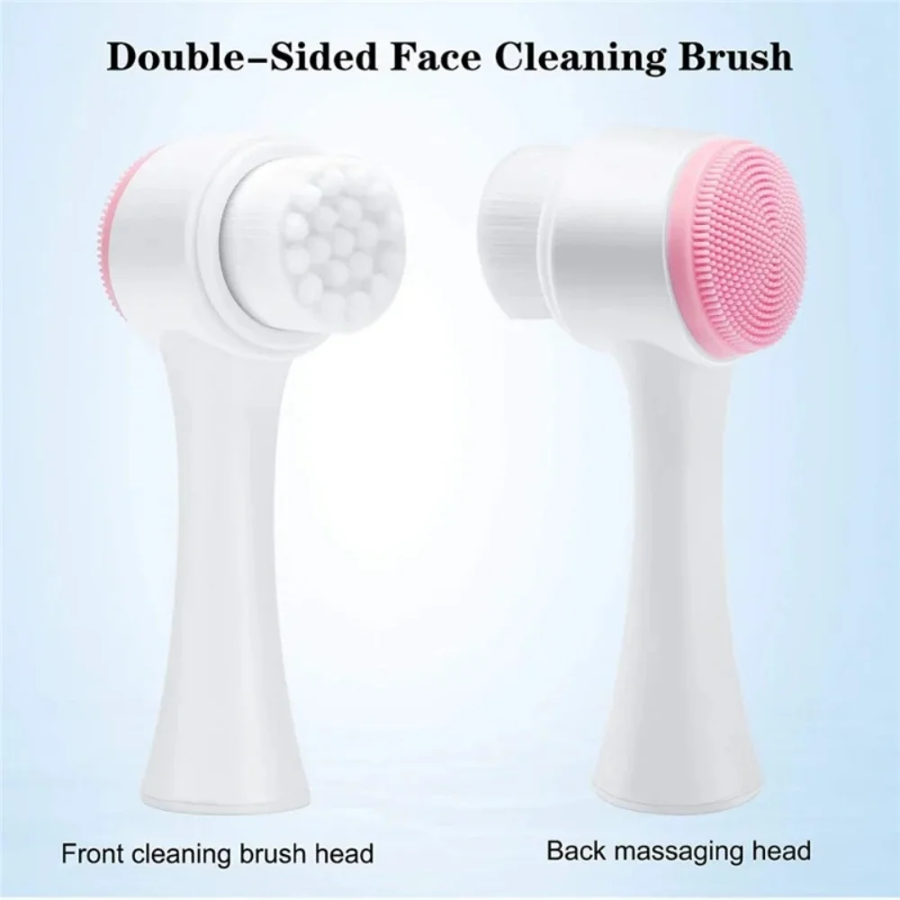 3D Double‑Sided Silicone Facial Cleansing Brush Soft Bristles Face Washing Tool Gentle Skin Exfoliator Massager For Pore Clean