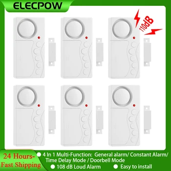 Elecpow capteur d'ouverture de porte sans fil temporisation alarme de porte antivol porte fenêtre alarme de sécurité réfrigérateur alarme capteur de porte