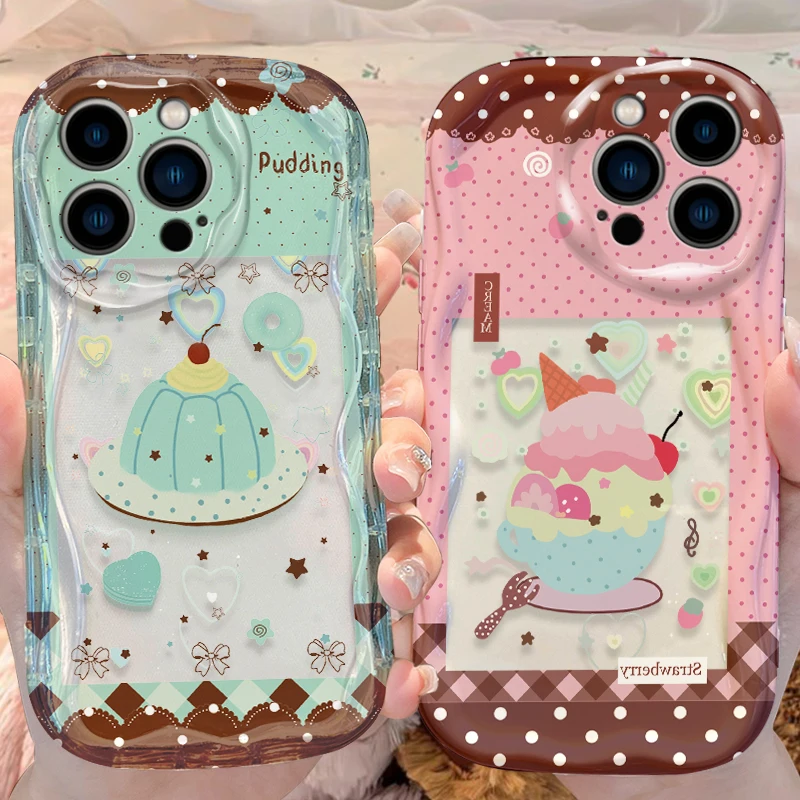 Мягкий силиконовый чехол-футляр для iPhone 17, 16E, 15, 14, 13, 12 Mini, 11 Pro Max, 8, 7 Plus с узором в горошек, мятно-зеленый, в стиле десерта «Пудинг»