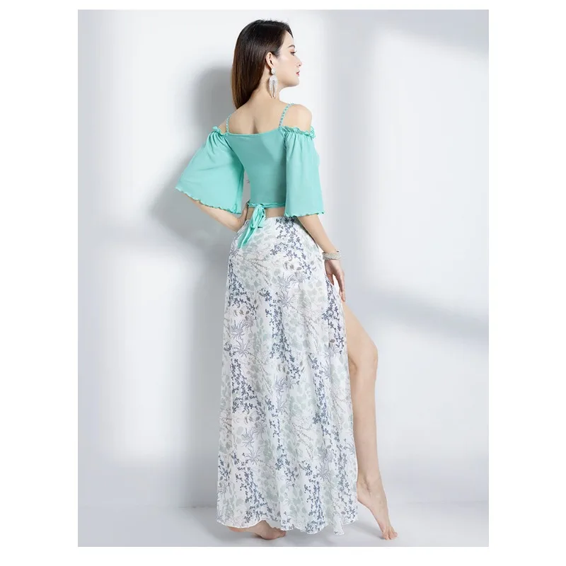 2025 맞춤형 신상 벨리댄스 의상 섹시 롱 스커트 세트 오리엔탈 댄스 연습복 공연 의상 여성용