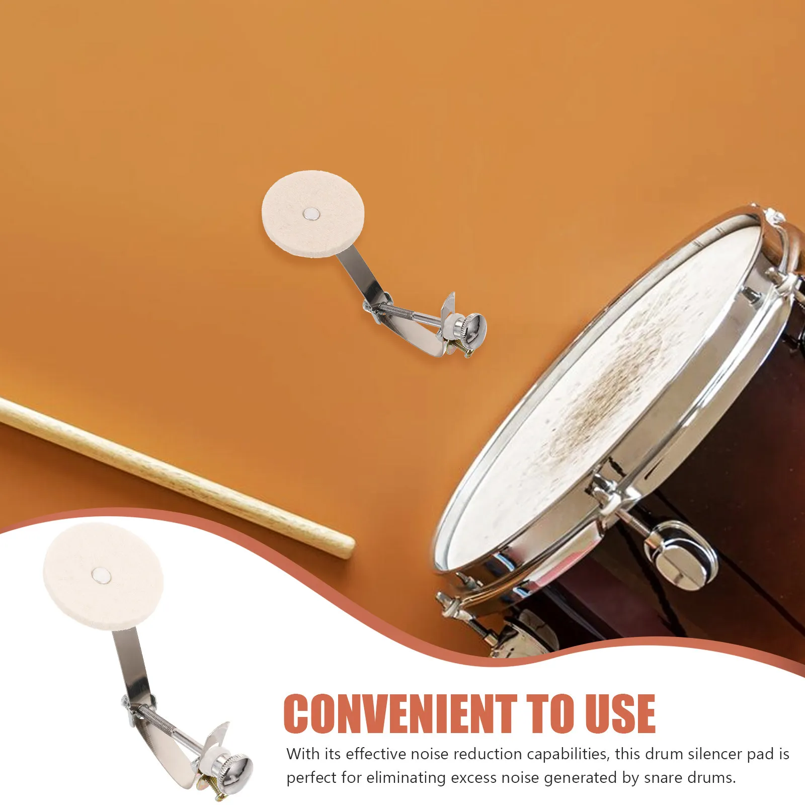 Snare Drum Damper Pad Clip-on Drum Mute Dampener for Quiet Practice Noise Reduction Percussion Accessory Pad for Drums