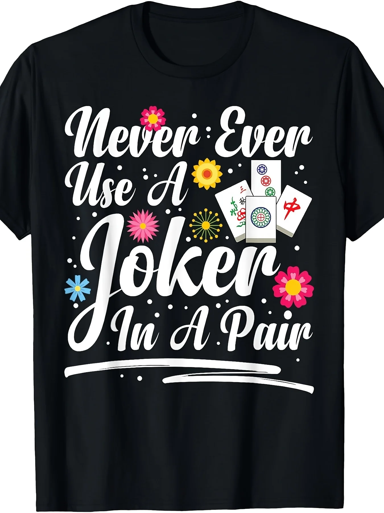 Men's Retro Mahjong Tile T-Shirt - Short Sleeve Round Neck Tee with Mahjong Board Print & Mahjong Tile, Soft Comfortable Casual Shirt Suitable for Spring Summer Wear, Machine Washable Mahjong Enthusiast Apparel for Tournaments & Gifts