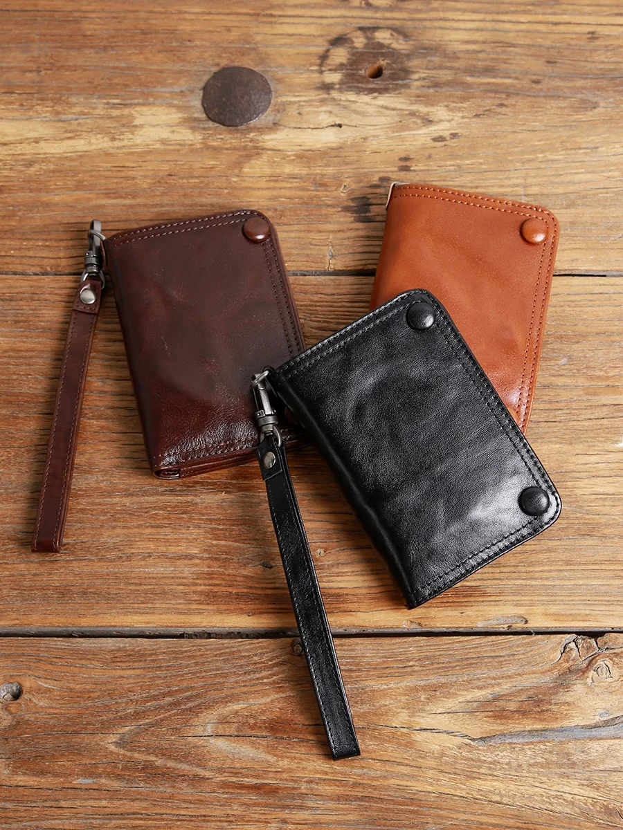 retro-top-layer-cowhide-leather-wallet-men's-short-multi-card-slot-ticket-holder-youth-high-end-feeling-vertical-money-clip