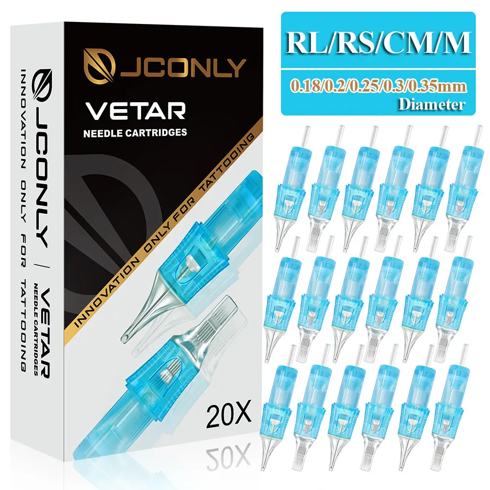 JCONLY VETAR Tattoo Cartridge Needles RL/RS/RM/M1 Sterilized Universal Tattoo Needle for Permanent Makeup Tattoo Supplies