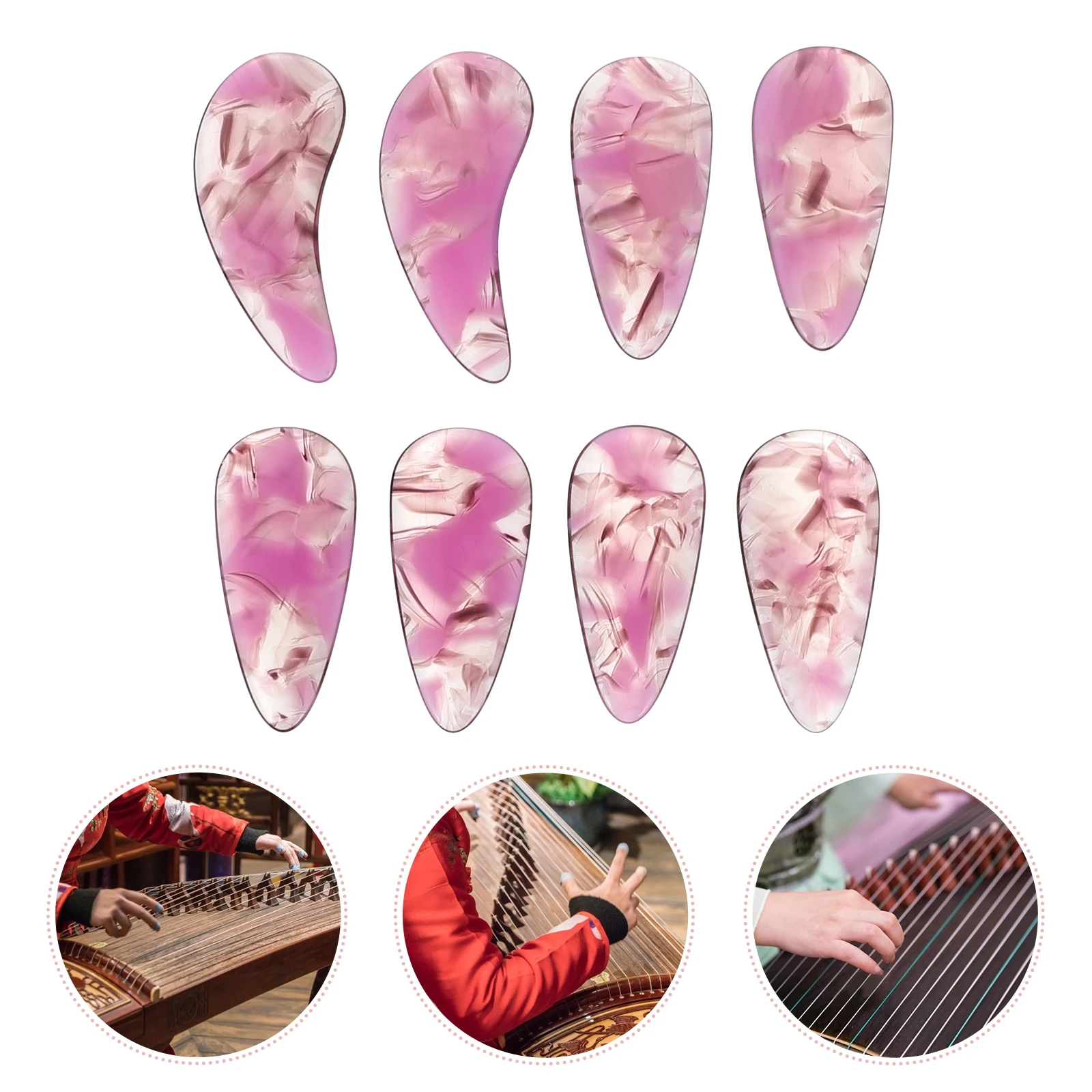 

8 Pcs Chinese Instrument Picks Fake Nails Accessories Practical Guzheng Zither Polymer Finger