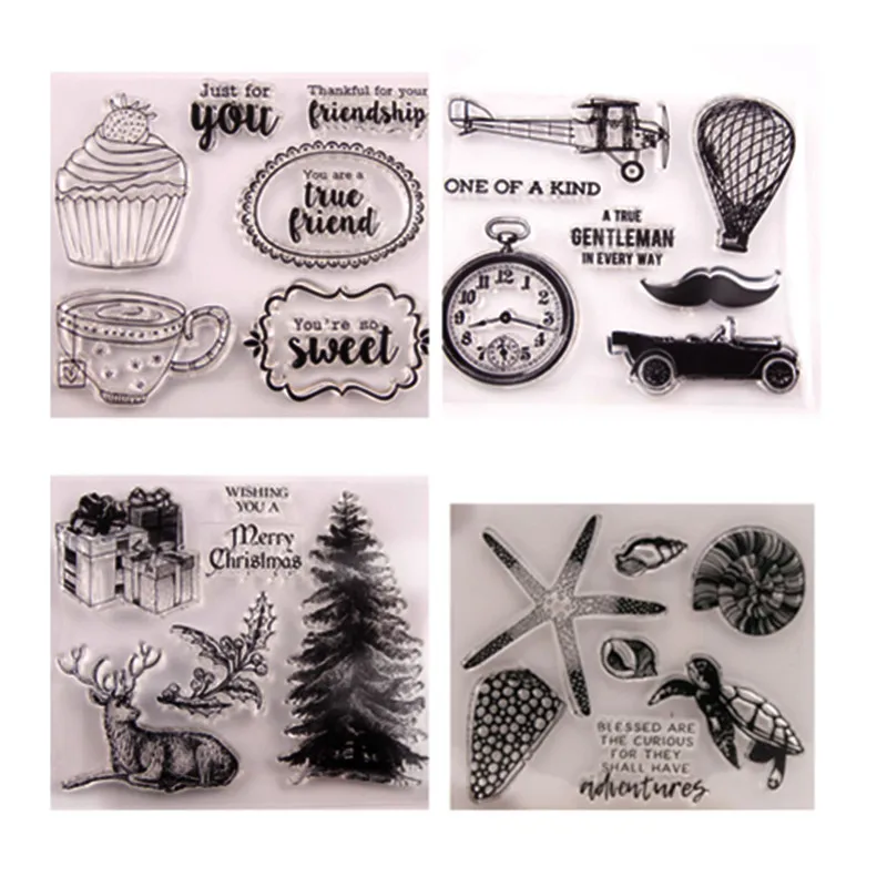 Retro Vintage Clear Stamps Flower Christmas Silicone Transparent Stamp Gift Card Making Seal for Scrapbooking DIY Home Decor