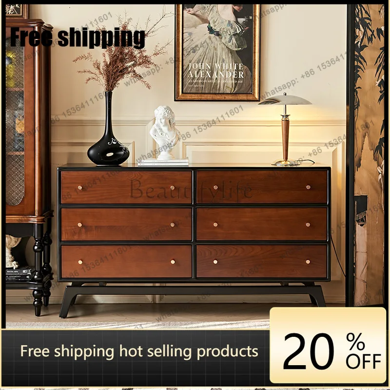 Factory direct sales French solid wood six chest cabinet large capacity storage antique locker