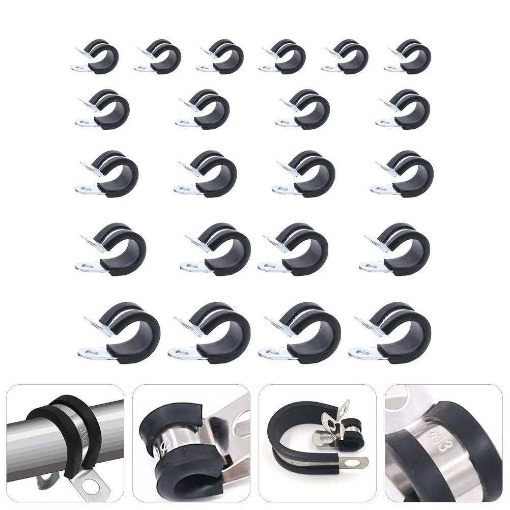 

44 шт. R-образные зажимы для кабелей из нержавеющей стали с резиновой прокладкой для фиксации и защиты кабелей