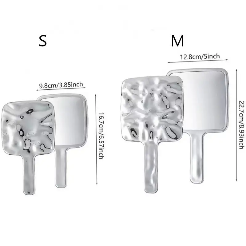 1PC S/M Liquid Shape Square Mirror Mini Hand-Held Desktop Cosmetic Portable Makeup Mirror Travel Retro Style Beauty Mirror