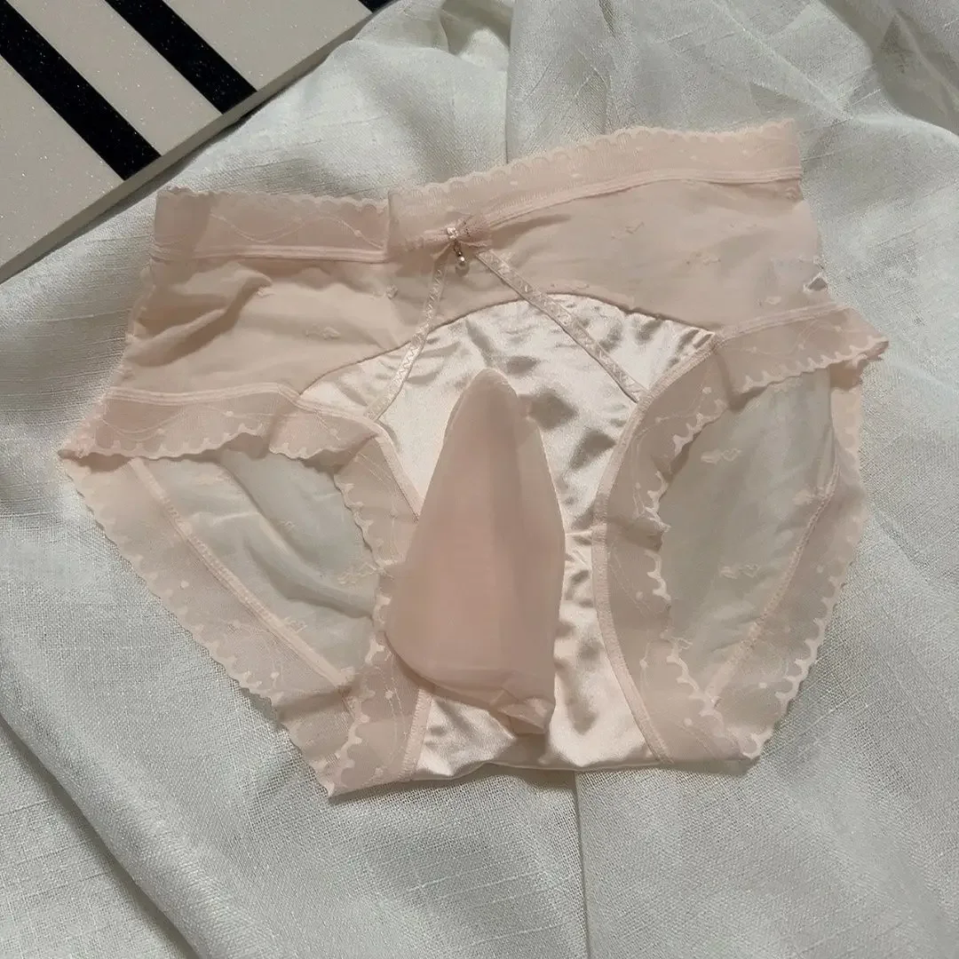 Ropa interior transparente de encaje para hombre, Sexy, Sissy, sin costuras, funda para pene, bolsa tipo corneta, calzoncillos tipo bóxer, Tanga, lencería masculina Gay, Tanga
