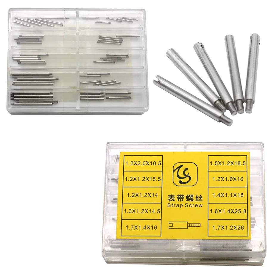 Assortment of 1.0mm 1.1mm 1.2mm 1.4mm Thread Stainless Steel Watch Band Link Pin Screw Type Pin for Rx Watch Bracelet W4039