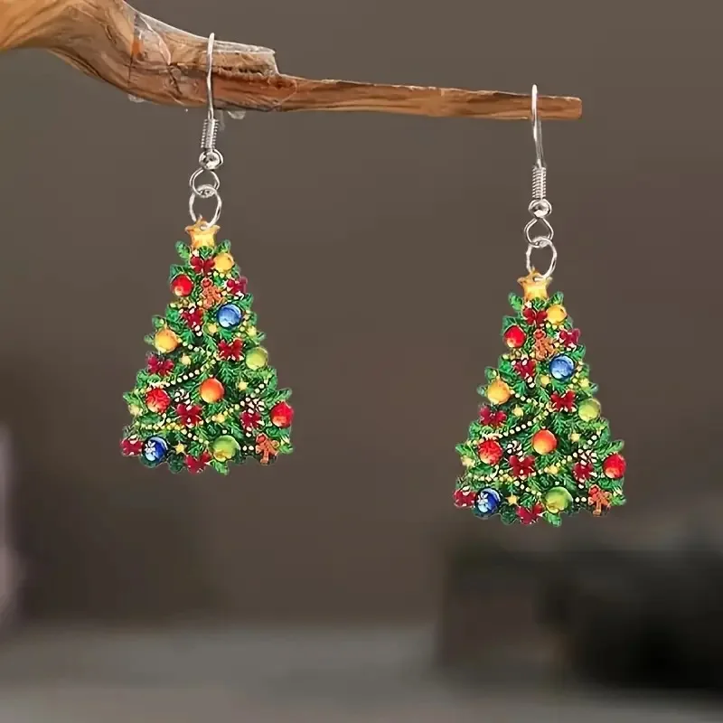 كرنفال عيد الميلاد الملونة شجرة عيد الميلاد شقة الاكريليك الأقراط خمر مهرجان جو تنوعا الملحقات