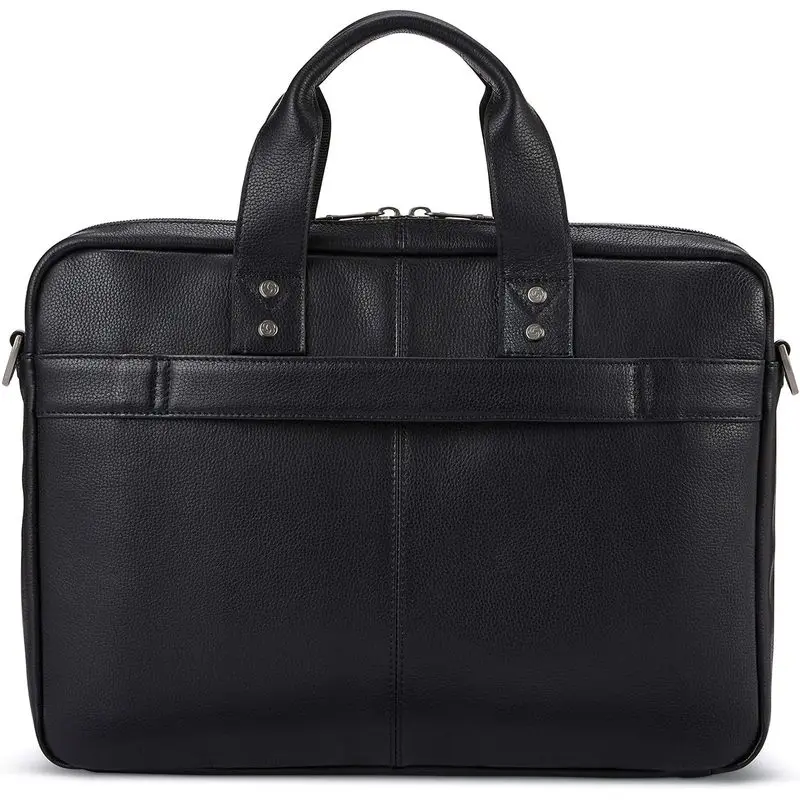 Men's Leather Business Crossbody Bag Black Classic Leather Slim Brief Bag