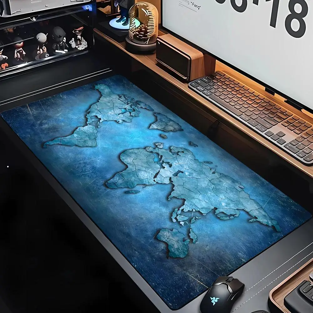 Alfombrilla de ratón con diseño de mapa de escritorio grande, alfombrilla de escritorio antideslizante de goma, alfombrillas para juegos, accesorios para pc, teclado de juego, alfombrilla para ratón lavable con agua