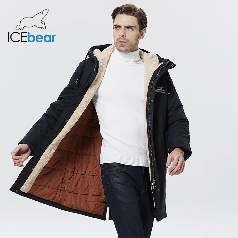 ICEbear-Casaco casual de algodão de comprimento médio masculino, casaco quente, parka à prova de vento, marca masculina, elegante, inverno, novo, 2022, MWC20887D