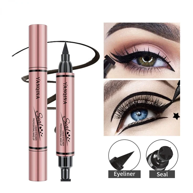 2 in1Double głowy wodoodporny Eyeliner w płynie księżyc gwiazda w kształcie serca tatuaż pieczęć szybkie do wyschnięcia Eyeliner ołówek przybory do makijażu 1pc