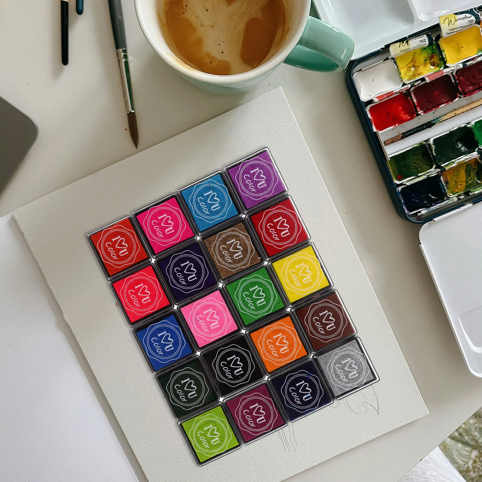 20Pcs Children Fingerprint Ink Pads Bright Washable Stamp Ink Pads for Scrapbooking Multi-Function Stamp Pad for Kids