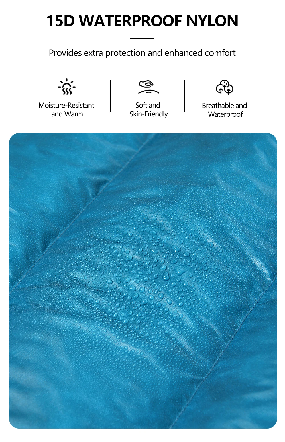 Widesea Camping-Daunenschlafsack für Erwachsene, 15D, wasserdichtes Nylon, leicht, doppelter Verwendungszweck, für den Winter, Überleben, ultraleichtes Zeltzubehör – Detail 6