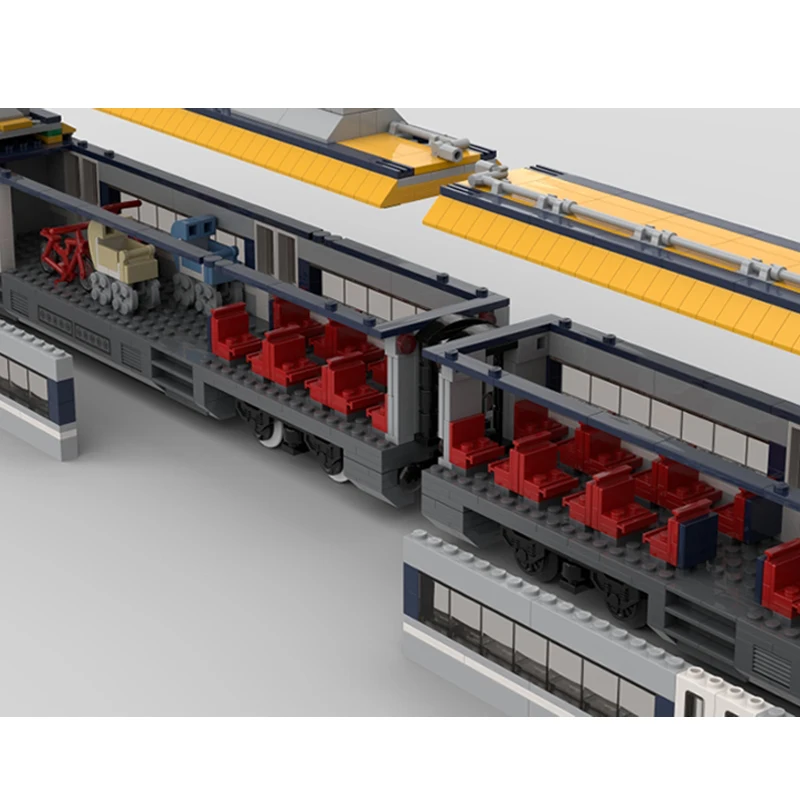 MOC City-Serie de transporte inspirada en viajero, tren de pasajeros gris, modelo DIY, bloques de construcción, ladrillos de alta tecnología, juguetes para niños, regalos