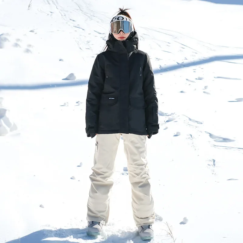 Esporte com capuz mulher conjuntos de esqui das mulheres terno neve snowboard ao ar livre calças jaqueta feminina agasalho montanha térmica skyler roupas