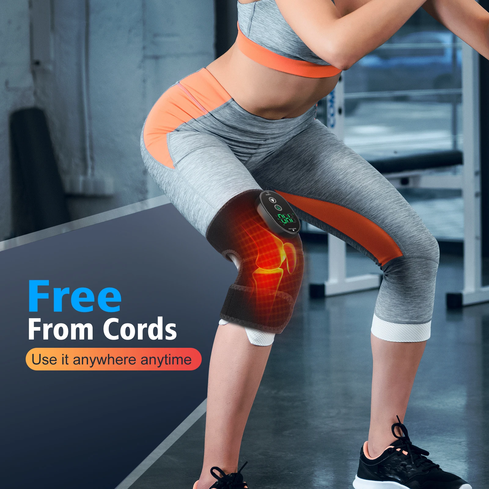 Soft Intelligent Electric Heating Pad 6-Temperature Knee Shoulder Warmer with Auto Shut-off USB Charging for Pain Relief