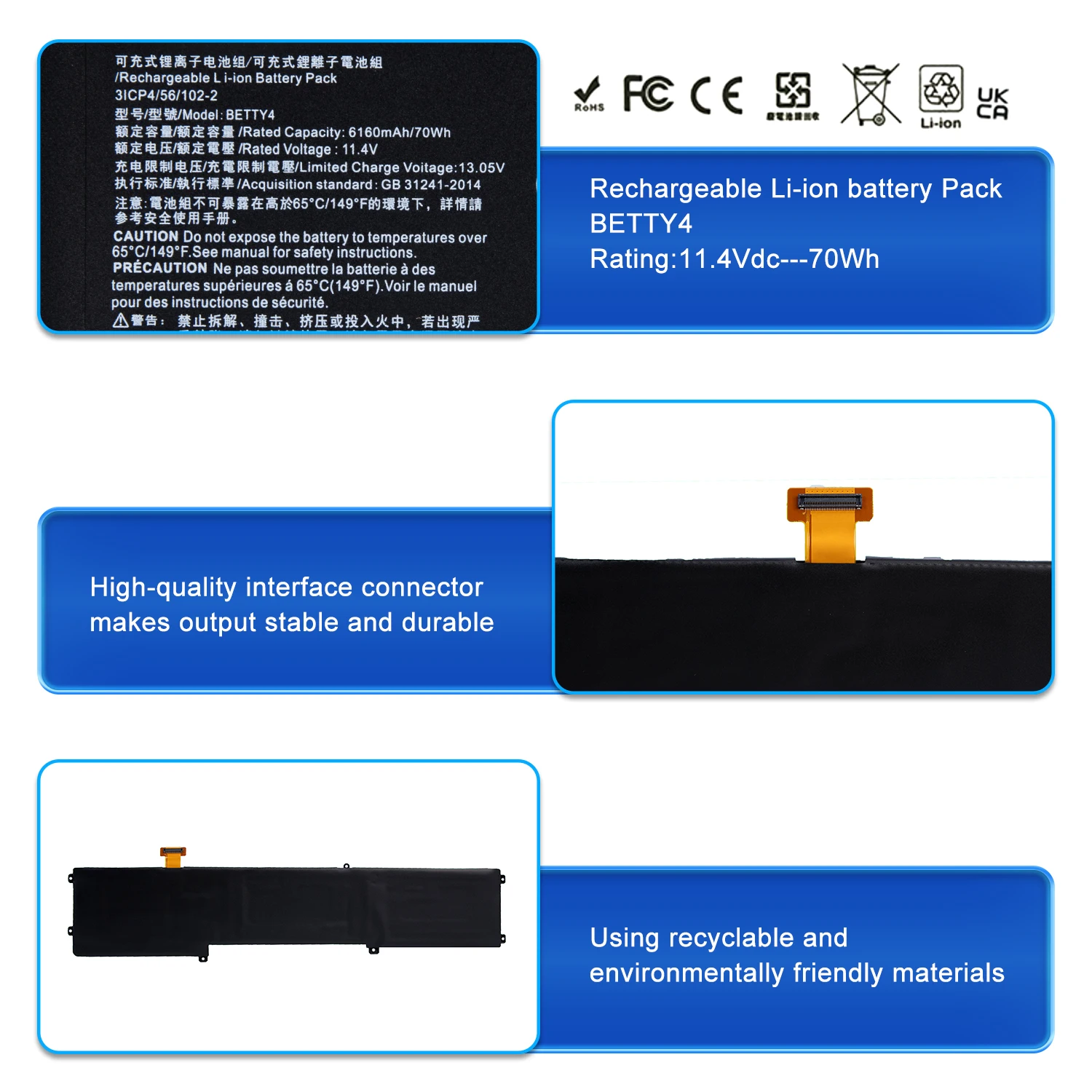 

BETTY4 70 Втч аккумулятор для ноутбука Razer Blade 2016 14 дюймов серии V2 RZ09-0195 RZ09-0165 RZ09-01953E72 RZ09-01953E71 + гарантия 24 месяца