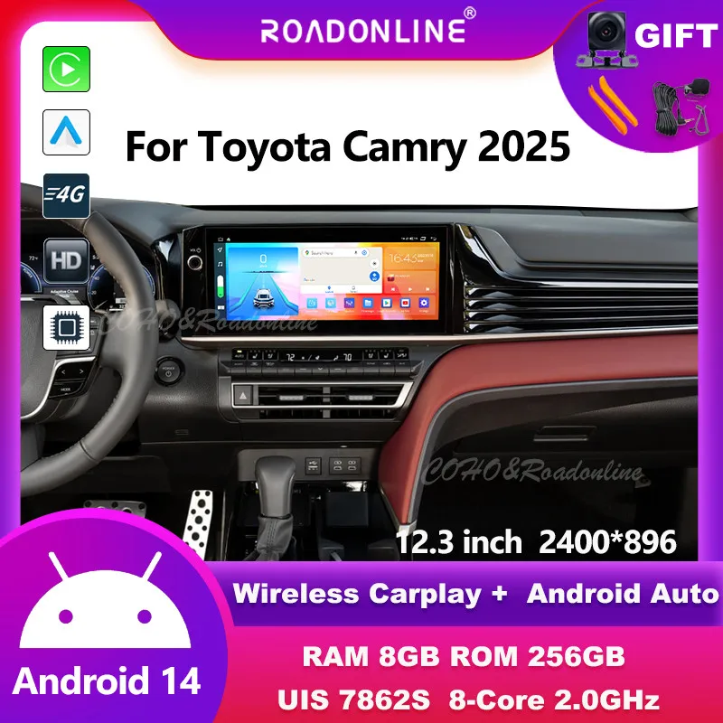 

12.3 " For Toyota Camry 2025 Android 14 8-Core 8G+256G Car Multimedia Player Stereo Receiver Radio android Carplay
