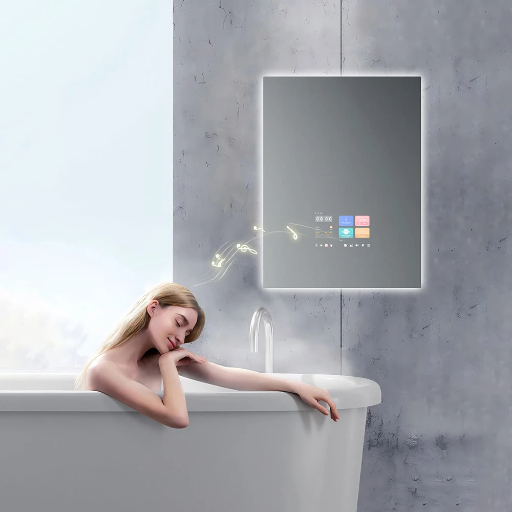 Miroir Intelligent Grace Magic Au Meilleur Prix Android Smart LED TV AI Pour Salle De Bain Bluetooth Musique YouTube Spotify