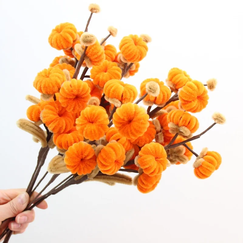 5 pcs / lot DIY handmade pipe cleaners Gold persimmon Ruyi flower bouquet finished Handmade Christmas‘ Day Gifts Home Direction