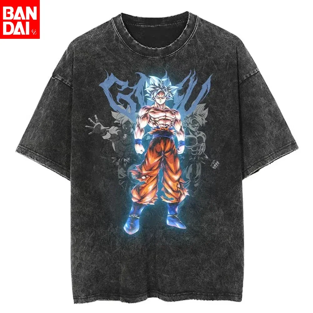 

Мужская футболка оверсайз с принтом Dragon Ball Z Gohan, винтажная, из выстиранного хлопка, с аниме-графикой, короткий рукав, повседневная уличная одежда