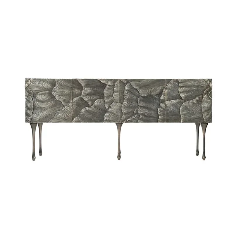 Retro entrance foyer Solid wood wabi-sabi entryway cabinet French modern light luxury old carved art dining side cabinet