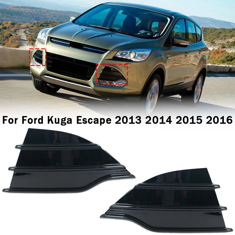 

Front Bumper Fog Light Lamp Cover Frame Chrome Trim For Ford Kuga Escape 2013-2016 Tow Hook DV45-17K947-B DV45-17K946-B