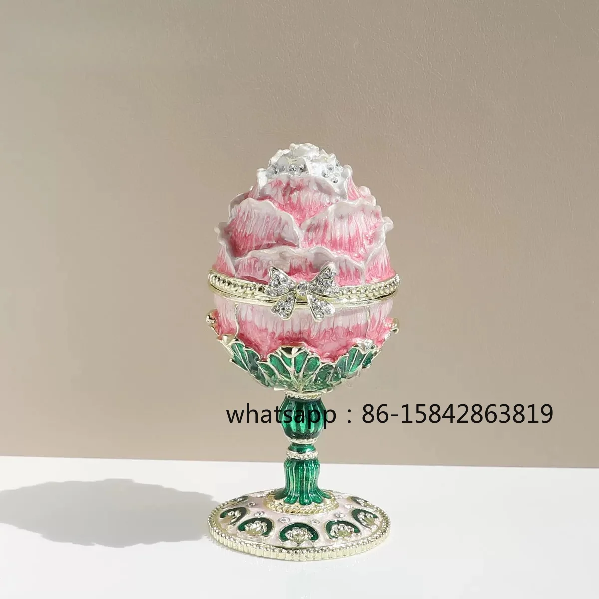 Rose Russian Egg, Enamel Jewelry Box, Small Ornament Jewelry Storage Box