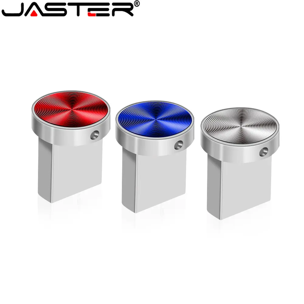 JASTER Metal Blue USB Flash Drives Free Custom Logo Pen Drive 64GB 32GB 16GB 8GB  Mini Waterproof  Creative Gift USB Stick