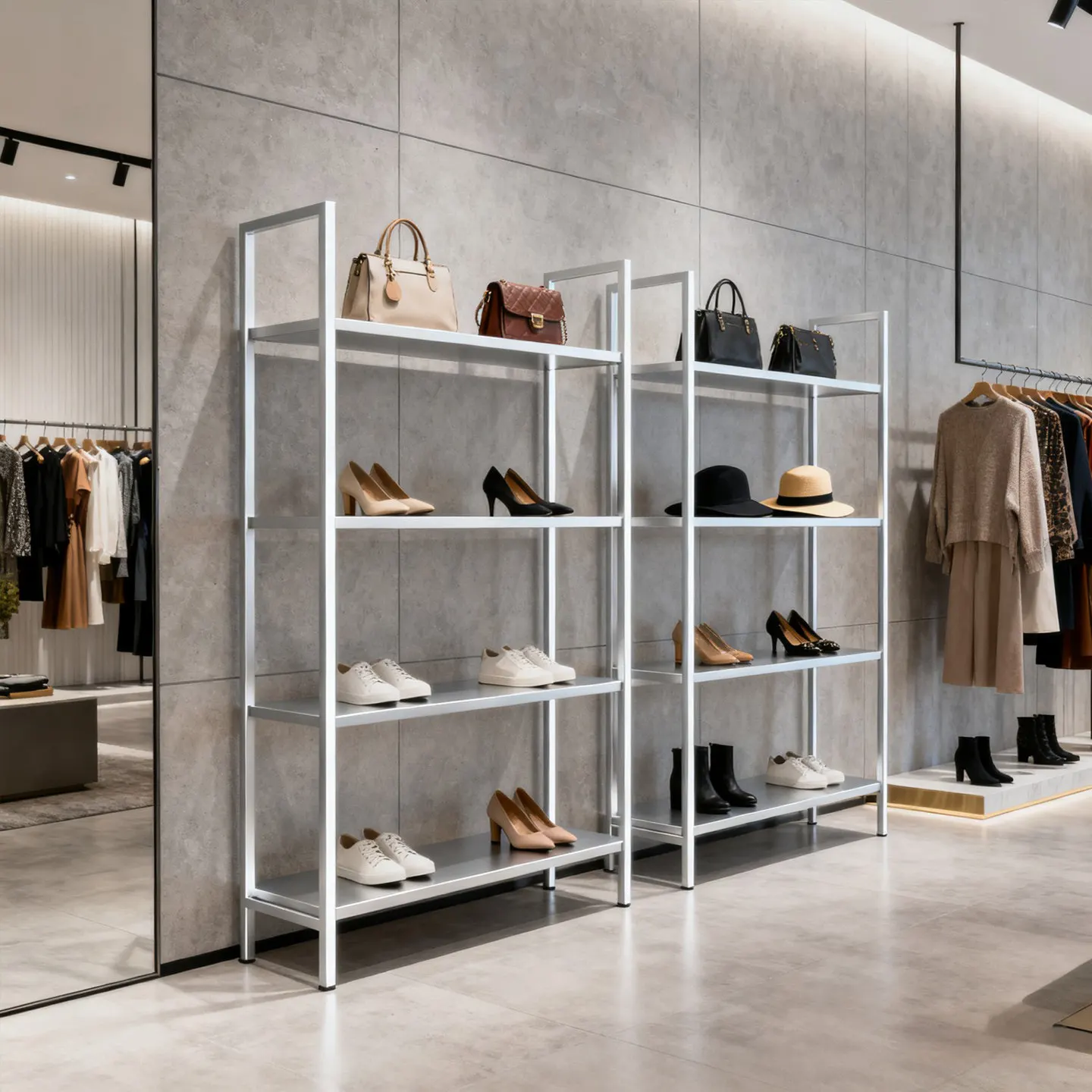 

Clothing store Nakajima table placed in the middle of wrought iron flowers men's and women's clothing store shoes and bags