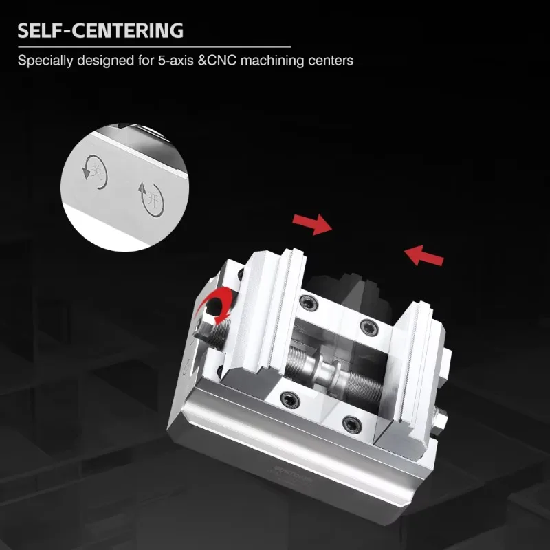 Selbstzentrierender Schraubstock für 5-Achsen-CNC-Bearbeitungszentren oder 5 seitliche Bearbeitungszentren mit Spannbereich 70 mm G210-ERO-80-ERO